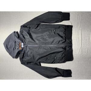 Distortion Black Hooded Jacket with Orange Lining Boys Size M (10/12) 581